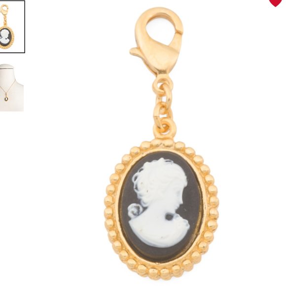 New BEN AMUN 24k Gold Electroplated Cameo CHARM Pendant Made In USA Gold Black - Picture 4 of 5